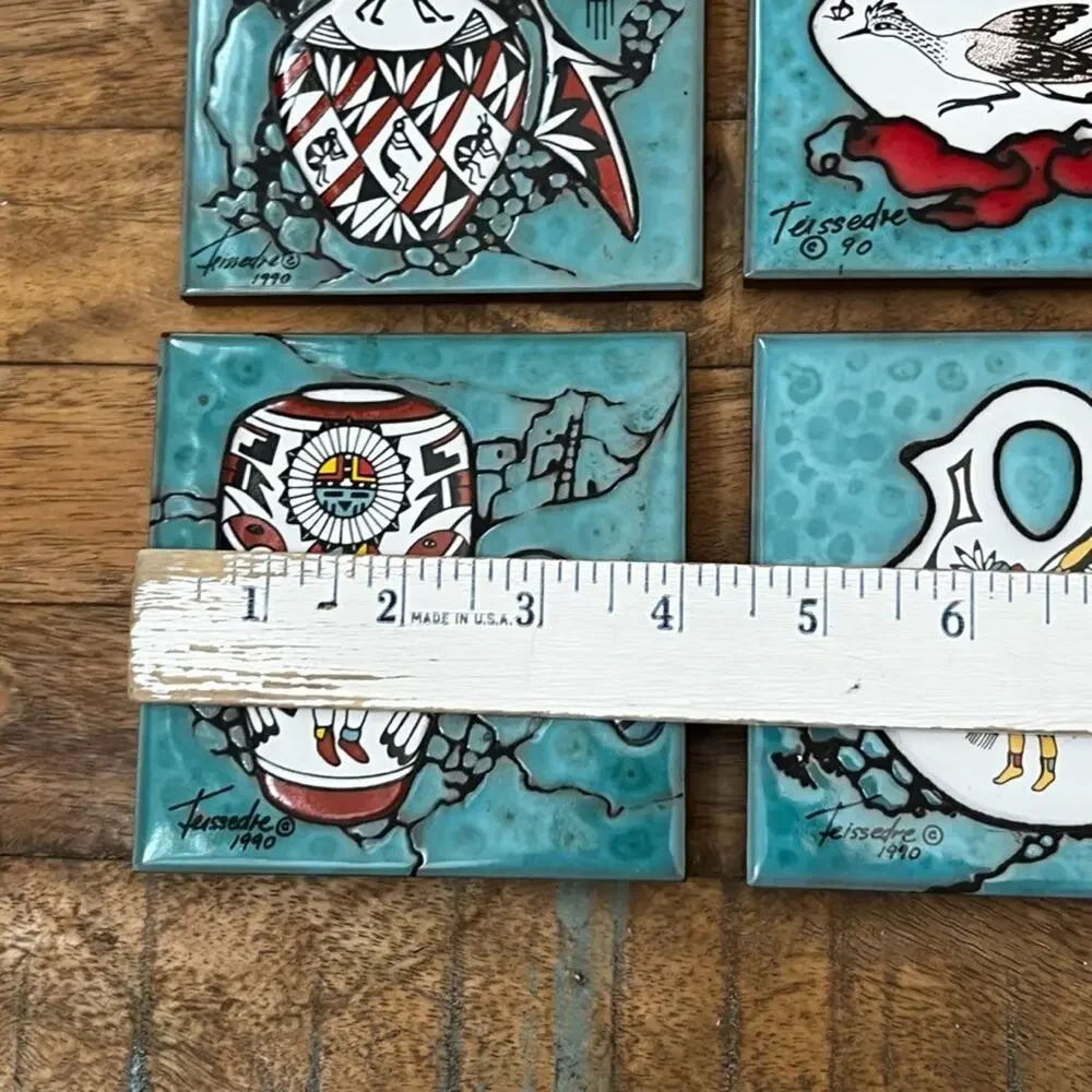 Cleo Teissedre Ceramic Tiles Set of 4 4